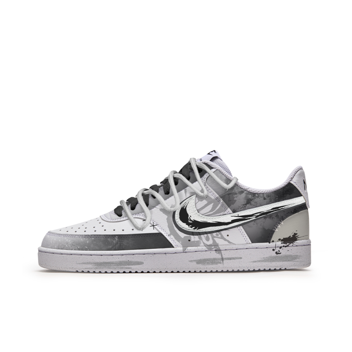 Nike Nike Court Vision Non Slip And Waterproof Low top Skateboard Shoes Men's Gray White