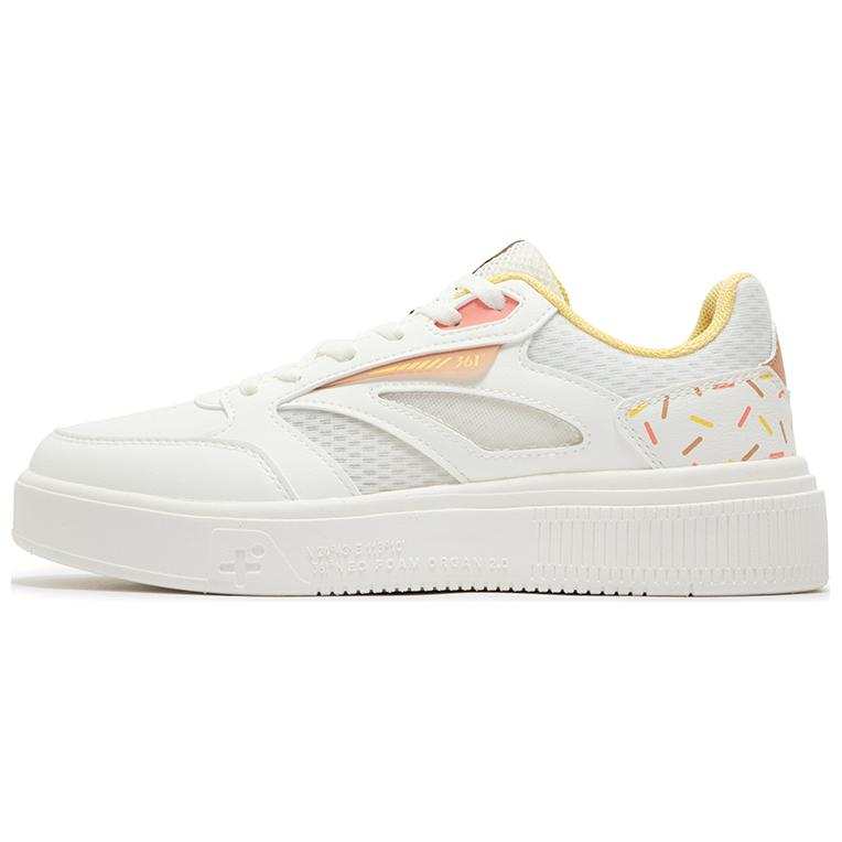 361° Comfortable And Trendy Slip Resistant Abrasion Resistant Low top Skateboard Shoes Women's White Yellow