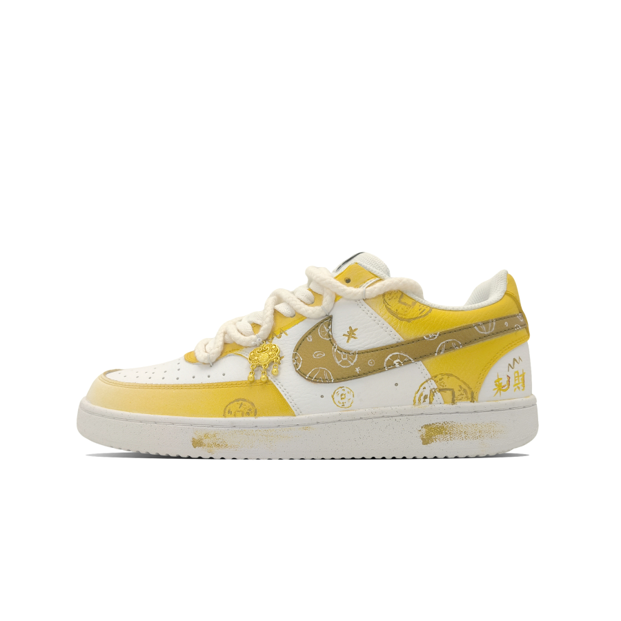 Nike Nike Court Vision 1 Wealth Abrasion Resistant Abrasion Resistant Low top Skateboard Shoes Men's Yellow White