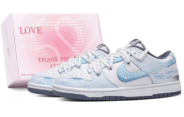 Nike Nike Dunk Winter Love Song Box Abrasion Resistant Low top Skateboard Shoes Unisex Blue White