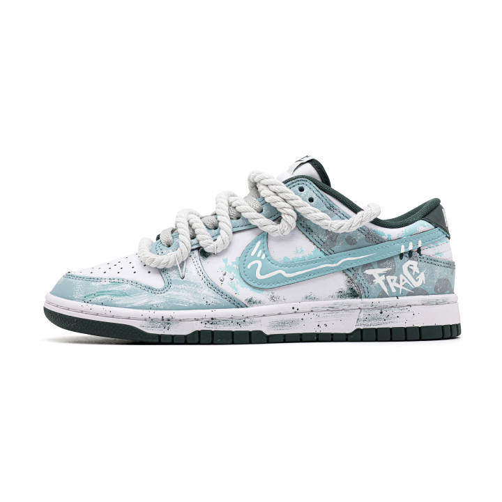 Nike Nike Dunk Wave Cushioning Abrasion Resistant Breathable Low top Skateboard Shoes Unisex Blue Green