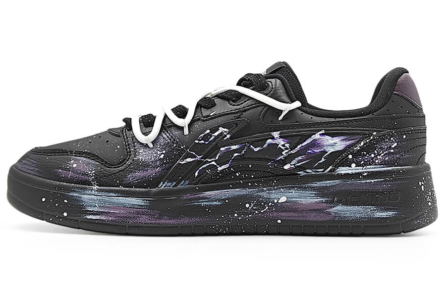 Li-Ning Li Ning Sycee Slip Resistant Cushioning Abrasion Resistant Low top Skateboard Shoes Men's Black Purple