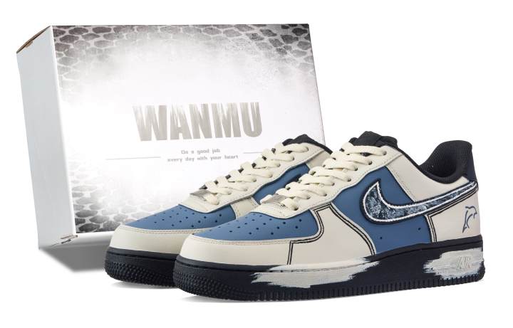 Nike Nike Air Force 1 Wear resistant And Lightweight Low top Skateboard Shoes Unisex Blue