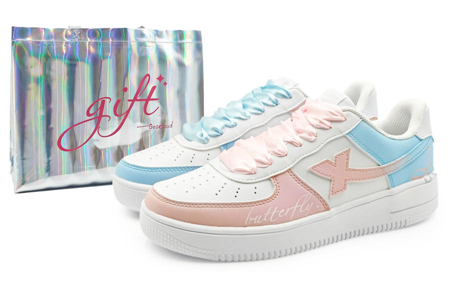XTEP Air Force 1 Coverage Slip Resistant And Abrasion Resistant Low top Skateboard Shoes Women's Pink Blue Mismatched