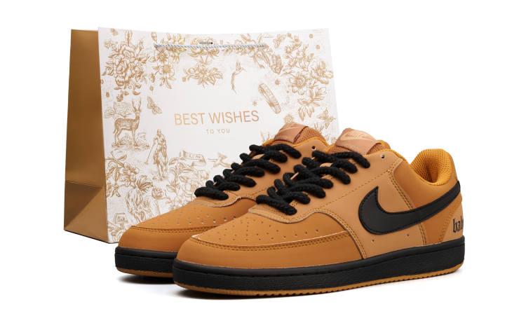 Nike Nike Court Vision 1 Cushioning Impact Resistance Low top Skateboard Shoes Unisex Wheat
