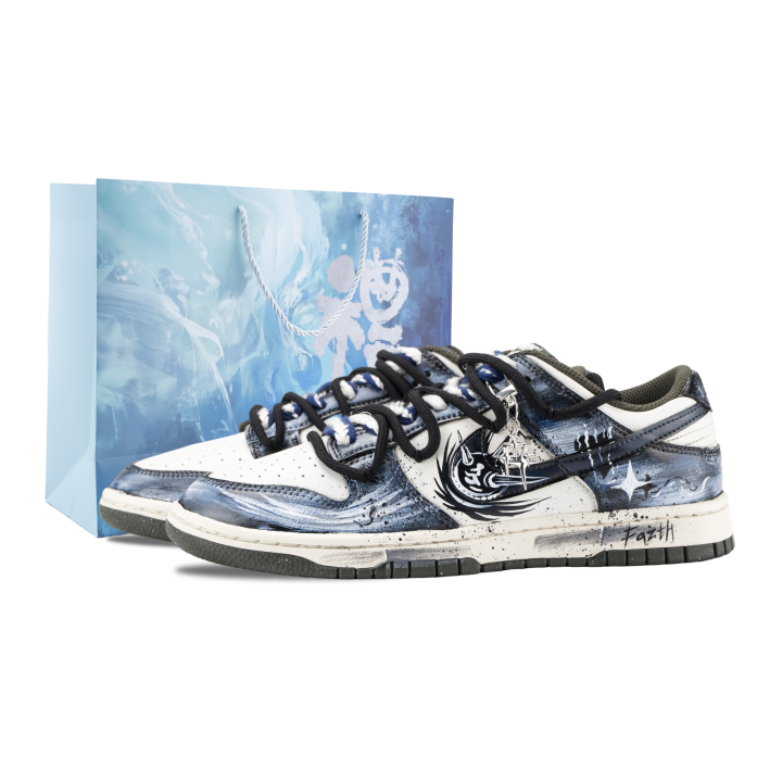 Nike Nike Dunk Pole Star Abyss Leather Abrasion Resistant Low top Skateboard Shoes Unisex White Blue
