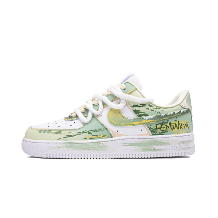 Nike Nike Air Force 1 Blue Wild Dream, Footprint Innovation Cow Leather Abrasion Resistant Low top Skateboard Shoes Unisex