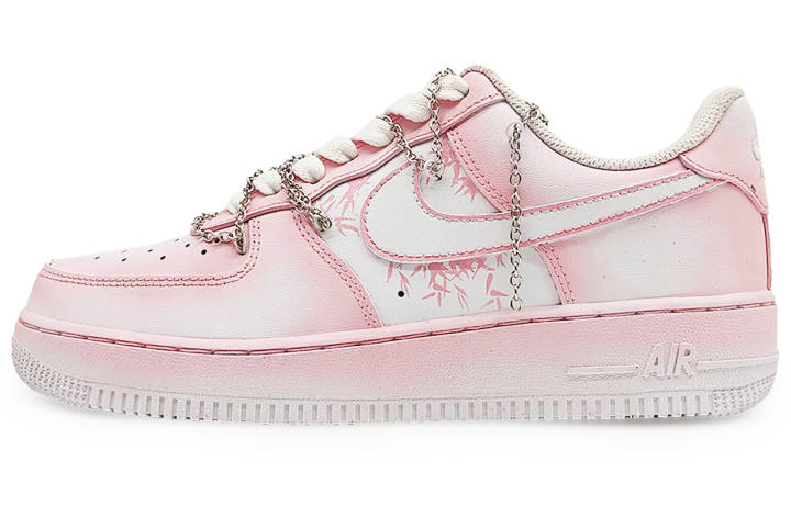 Nike Nike Air Force 1 Slip Resistant Abrasion Resistant Low top Skateboard Shoes Unisex Pink White