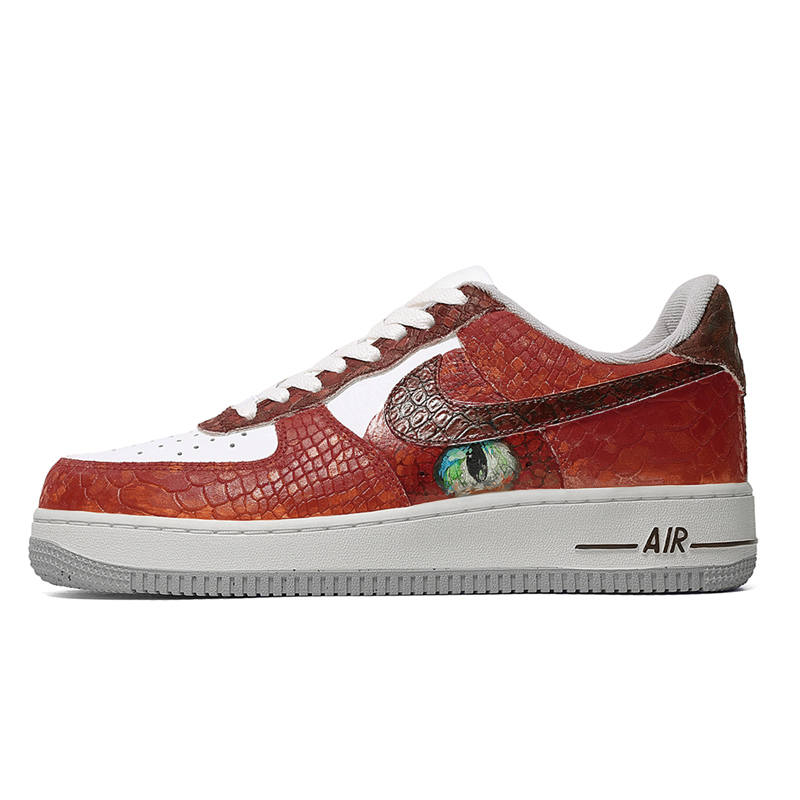 Nike Nike Air Force 1 Slip Resistant Abrasion Resistant Low top Skateboard Shoes Women's Red