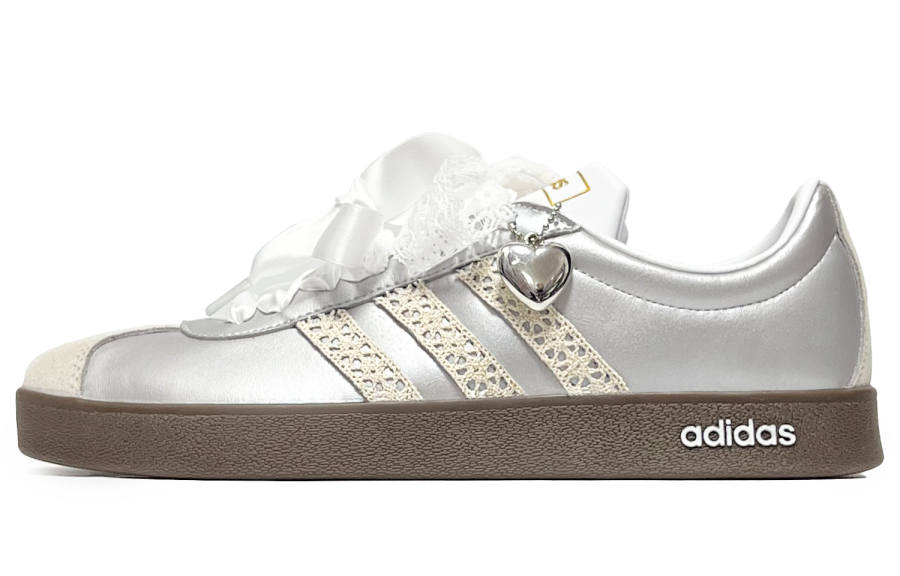 Adidas Adidas Vl Court Classic Steam Sweetheart Abrasion Resistant Low top Skateboard Shoes Unisex Silver White