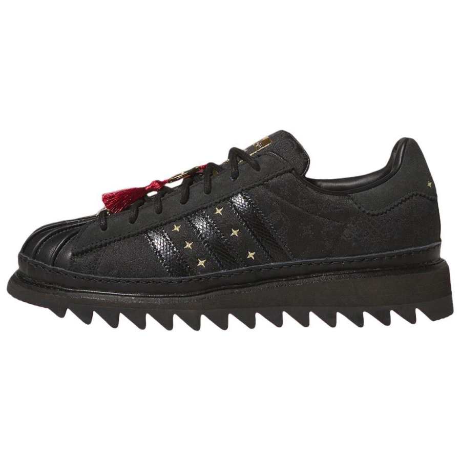 Adidas Originals x CLOT SUPERSTAR Leather Low top Skateboard Shoes Unisex Black