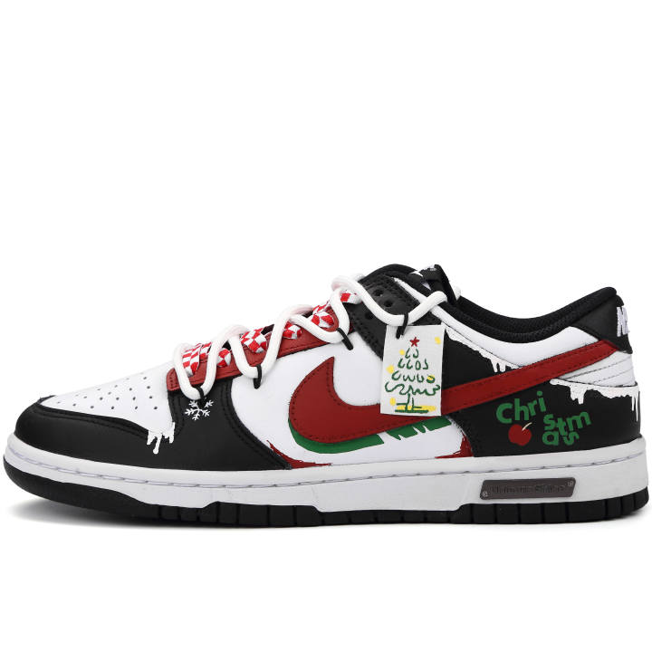Nike Nike Dunk Slip Resistant Abrasion Resistant Low top Skateboard Shoes Unisex Black White Red