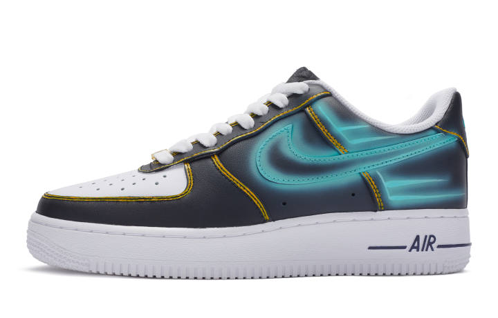 Nike Nike Air Force 1 Low top Skateboard Shoes GS Black White Blue Yellow