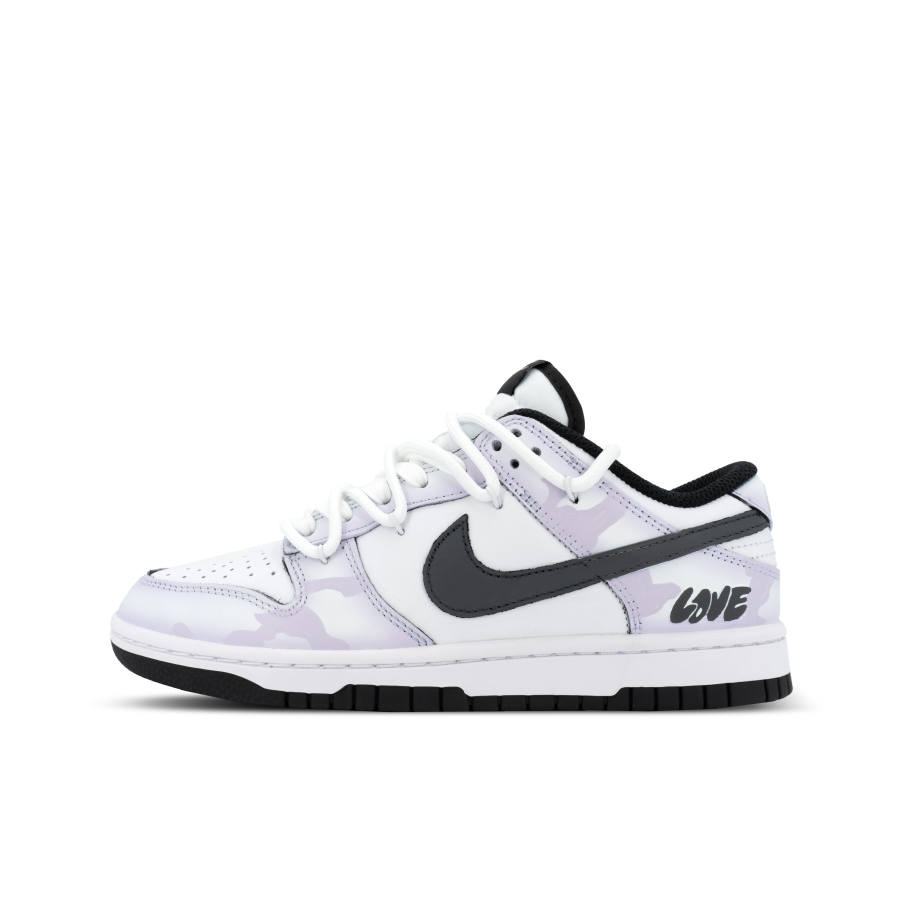 Nike Nike Dunk Panda, Purple Smoke Love Abrasion Resistant Low top Skateboard Shoes Unisex White Purple