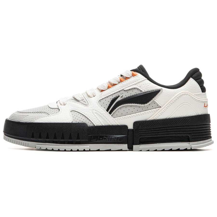 Li-Ning Li Ning Inner Side Slip Resistant Cushioning Abrasion Resistant Low top Skateboard Shoes Men's White Black