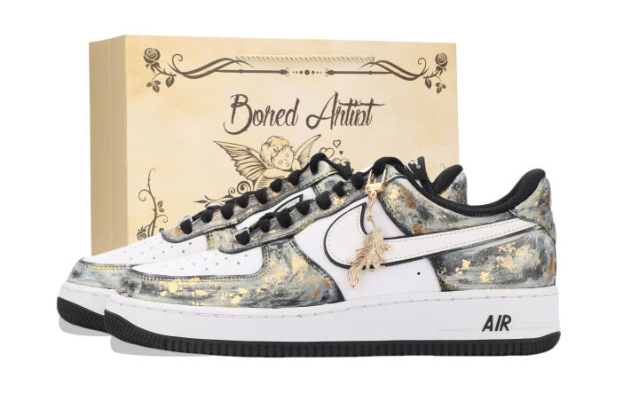 Nike Nike Air Force 1 Gold Rush, Patchy Feel Abrasion Resistant Low top Skateboard Shoes Unisex Black Gold