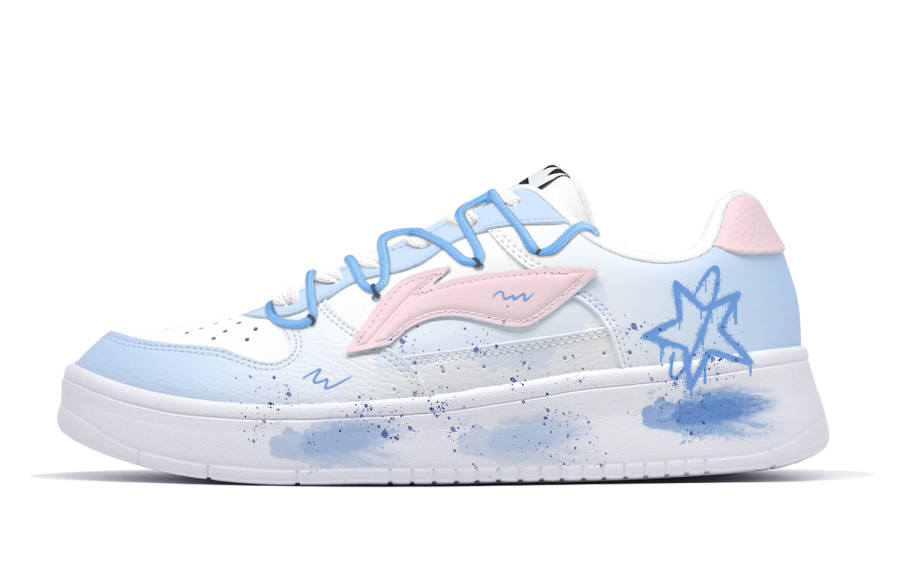 Li-Ning Li Ning Lightweight And Breathable Low top Skateboard Shoes Men's White Blue Pink