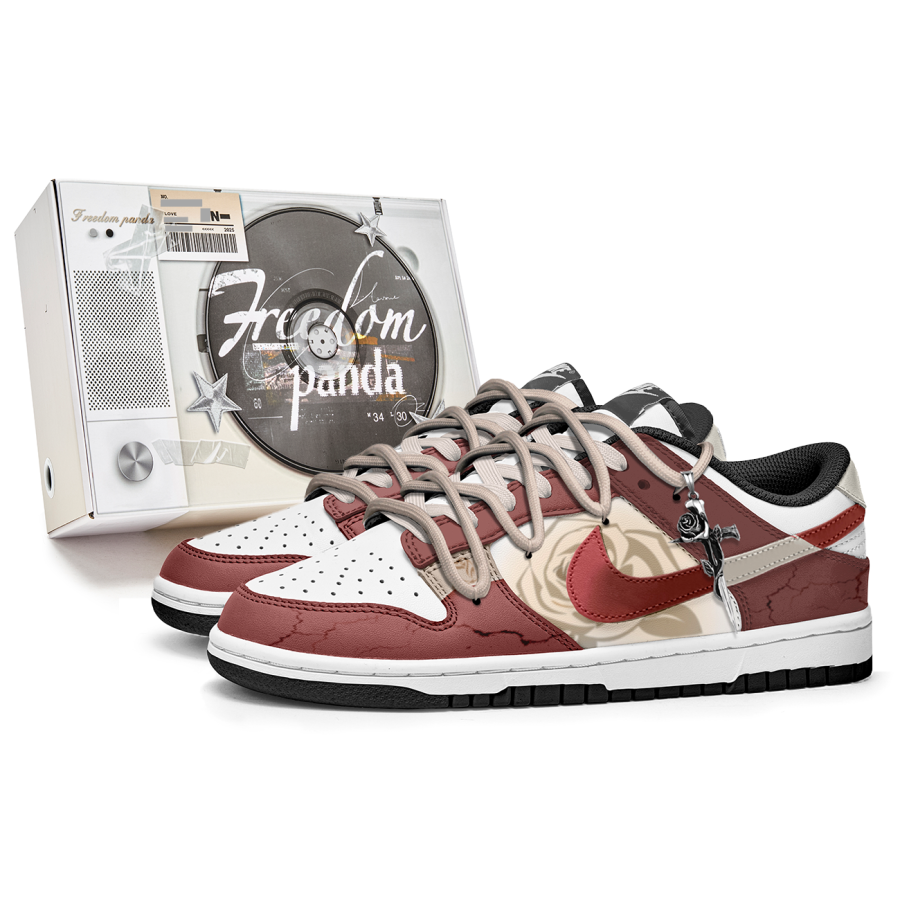 Nike Nike Dunk Slip Resistant Abrasion Resistant Low top Skateboard Shoes Unisex Red White