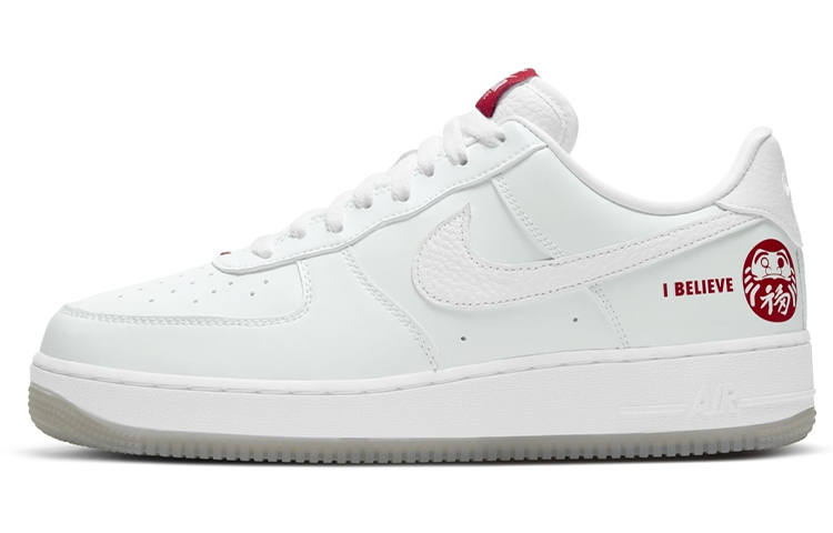 Nike Nike Air Force 1 'I Believe Daruma' Low top Skateboard Shoes Unisex White Red