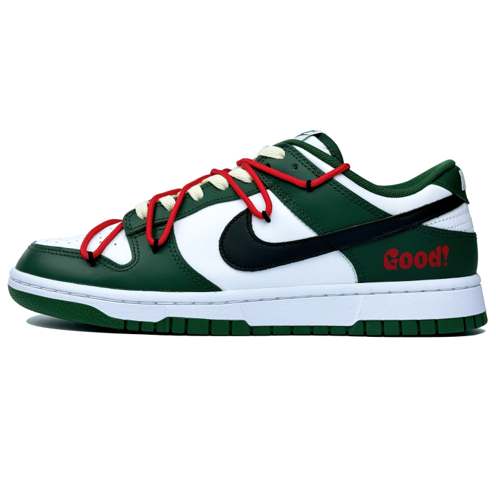 Nike Nike Dunk Slip Resistant Abrasion Resistant Low top Skateboard Shoes Unisex White Green Red