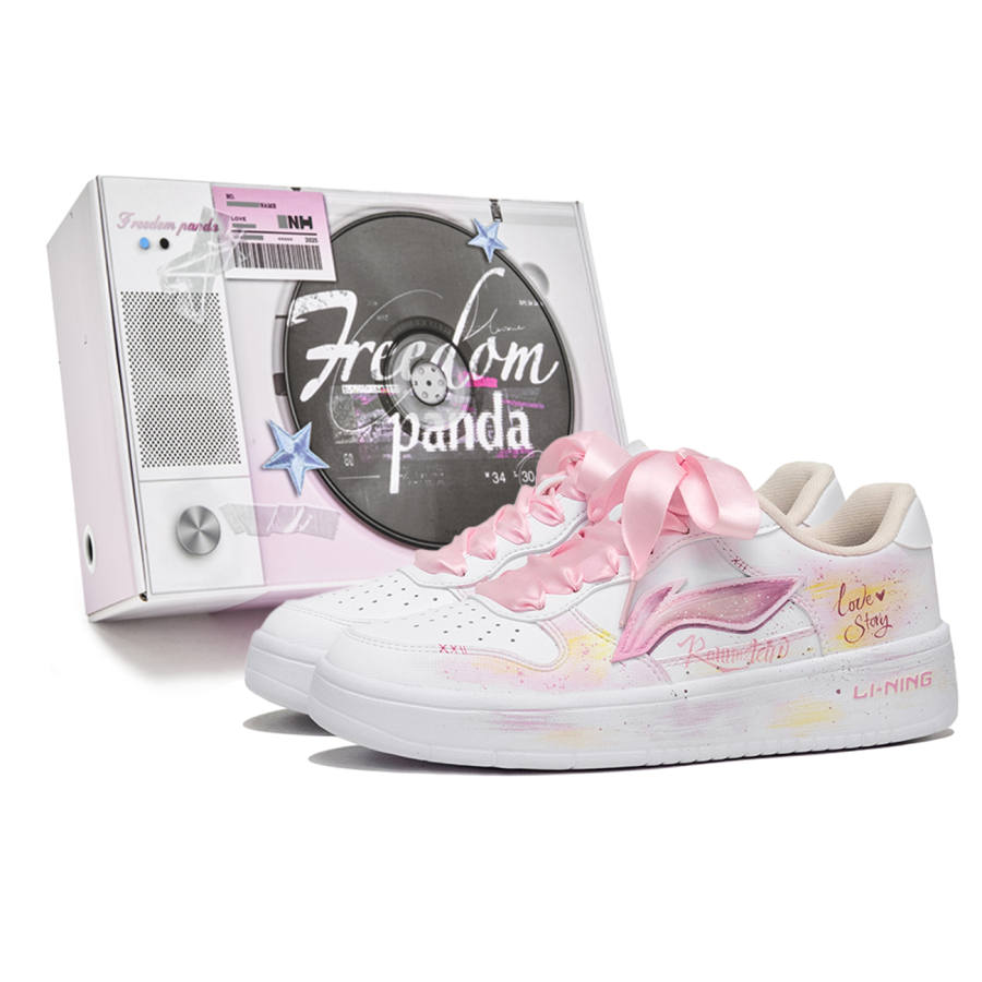 Li-Ning Li Ning Floating Boat Cushioning Breathable Cushioning Breathable Low top Skateboard Shoes Men's Pink White