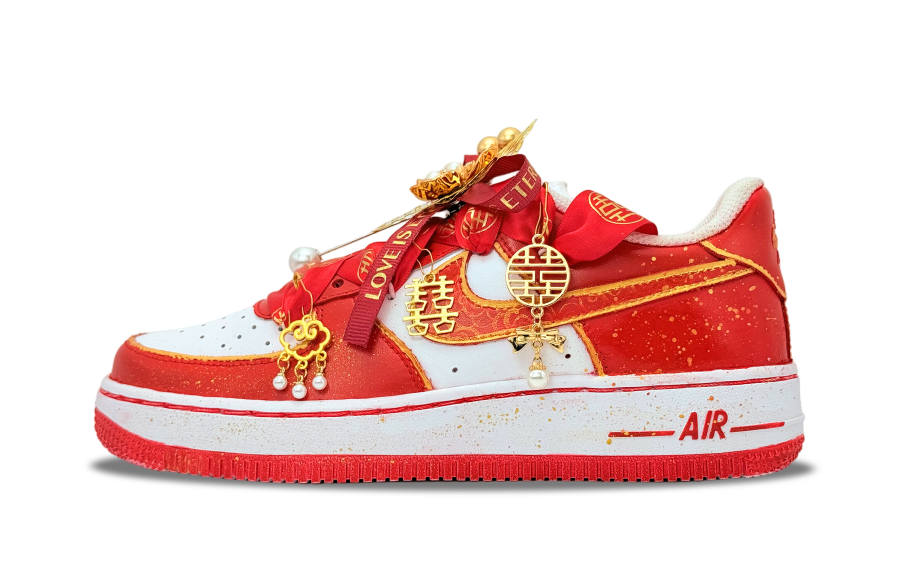 Nike Nike Air Force 1 The Hand Of The Son Abrasion Resistant Low top Skateboard Shoes Unisex Red