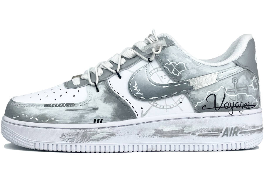 Nike Nike Air Force 1 Yueshan Lü, The Era Of Nautical Exploration Abrasion Resistant Low top Skateboard Shoes Men's Gray