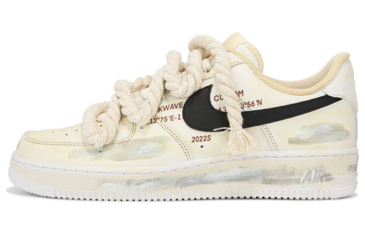 Nike Nike Air Force 1 Low top Skateboard Shoes Men's Beige Yellow