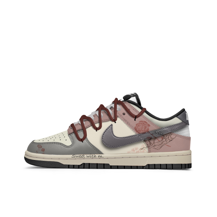 Nike Nike Dunk Slip Resistant Abrasion Resistant Low top Skateboard Shoes Unisex Gray Pink