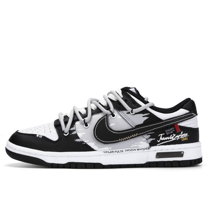 Nike Nike Dunk Polar Pulse Leather Abrasion Resistant Low top Skateboard Shoes Unisex Black White