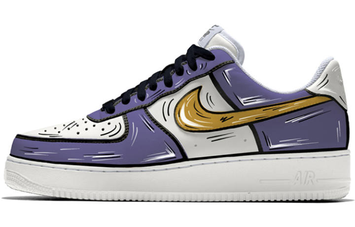 Nike Nike Air Force 1 Air Force 1 Cushioning, Wear Resistant Low top Skateboard Shoes Unisex Purple Gold
