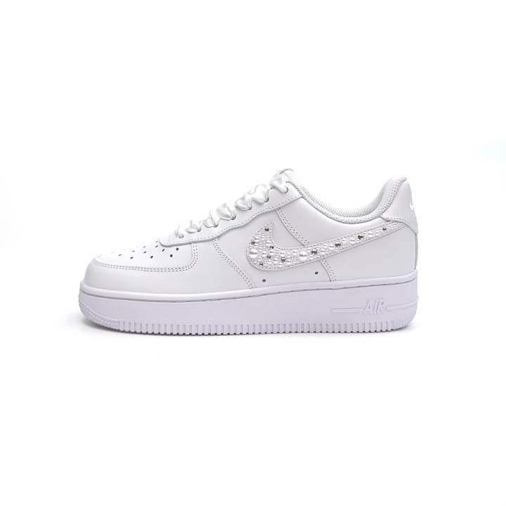 Nike Nike Air Force 1 Sparkling Stars Slip Resistant Abrasion Resistant Low top Skateboard Shoes Unisex White