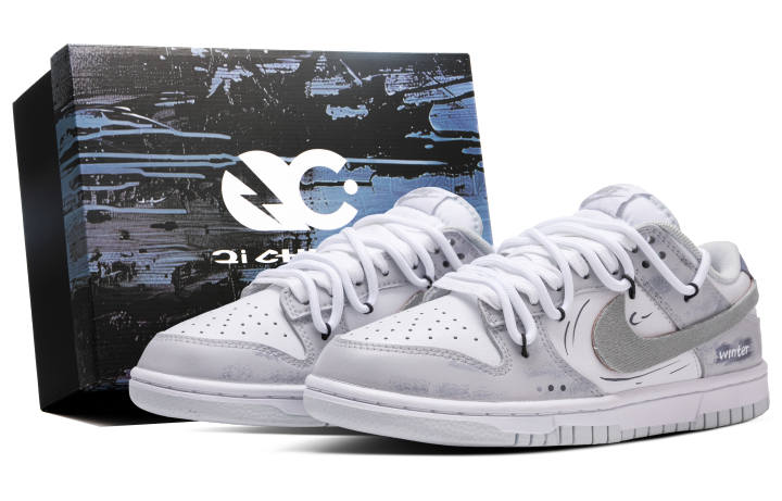 Nike Nike Dunk Slip Resistant Abrasion Resistant Low top Skateboard Shoes Unisex White Gray