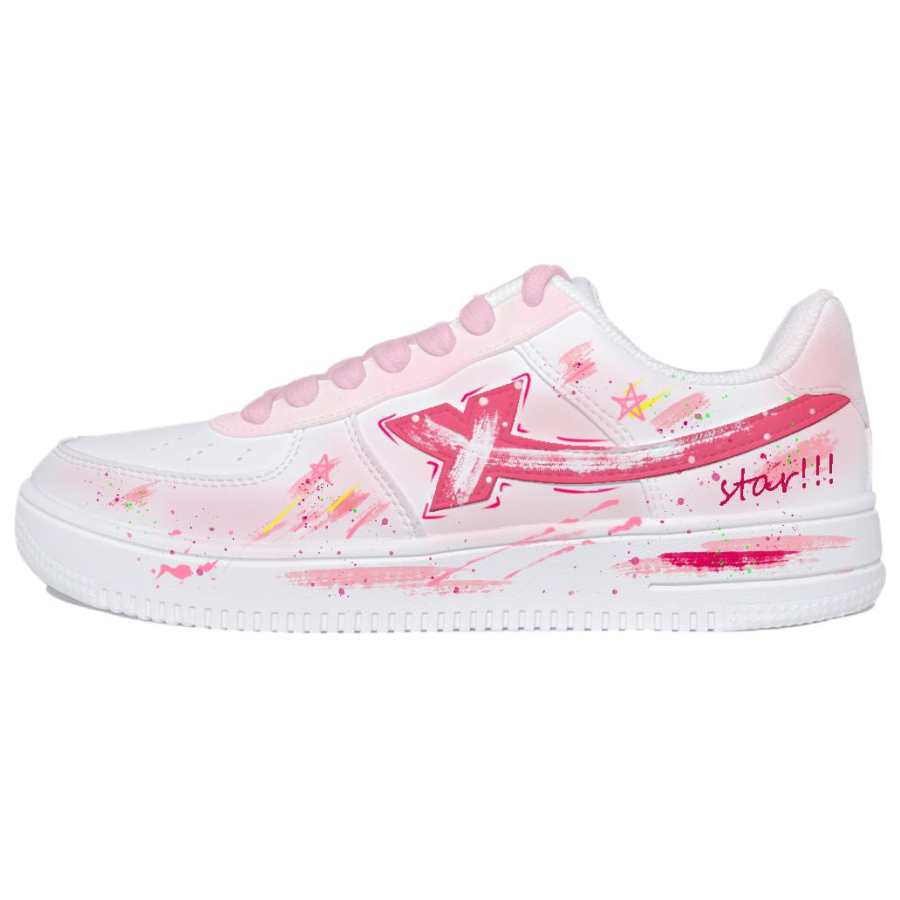XTEP Air Force 1 Synthetic Leather Slip Resistant Abrasion Resistant Low top Skateboard Shoes Unisex Pink