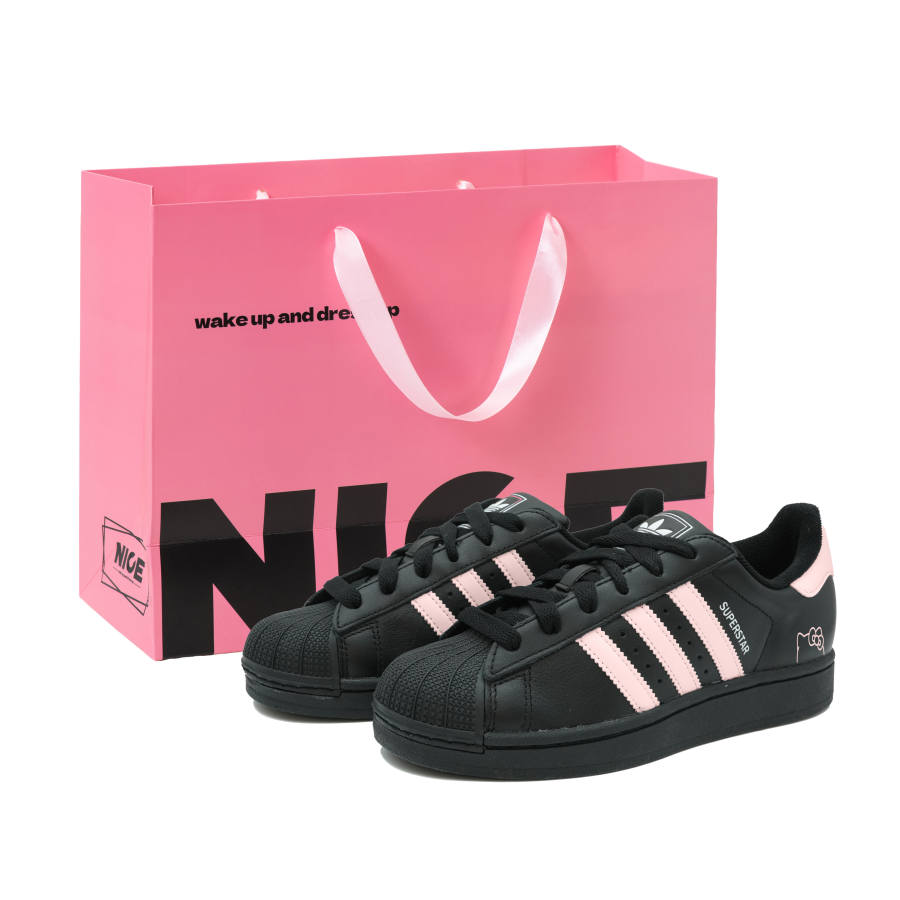 Adidas Originals Superstar 2 Abrasion Resistant Low top Skateboard Shoes Unisex Black Pink