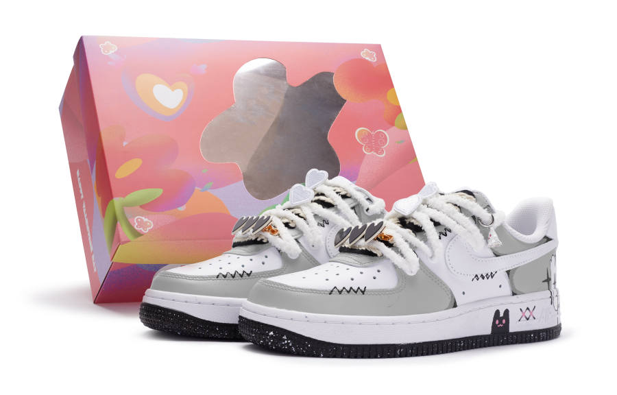 Nike Nike Air Force 1 Low top Skateboard Shoes Women's Black White Gray