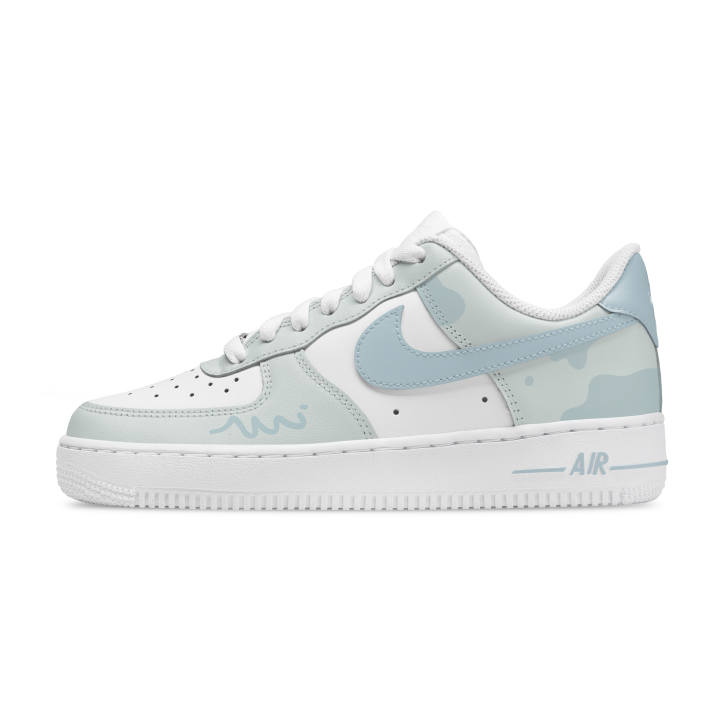 Nike Nike Air Force 1 Ocean Bubbles Synthetic Leather Abrasion Resistant Low top Skateboard Shoes Unisex White Blue
