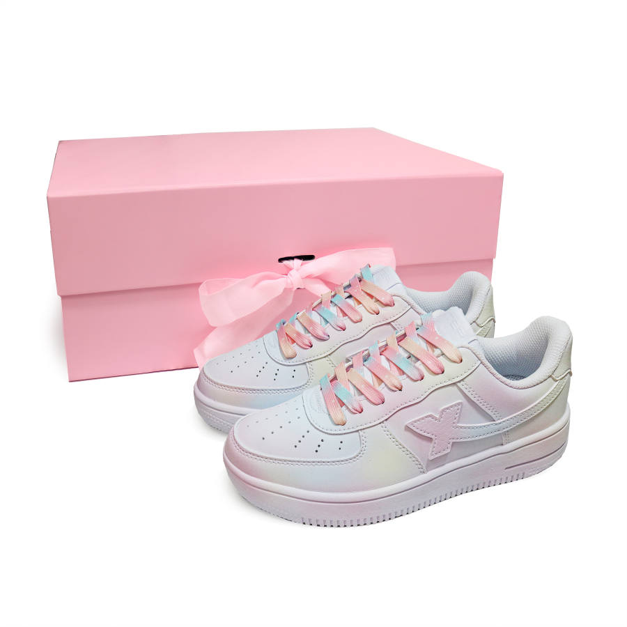 XTEP Air Force 1 Wear resistant And Lightweight Low top Skateboard Shoes Women's Pink Yellow Blue