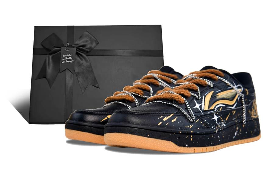 Li-Ning Li Ning Tianji Height Increasing Slip Resistant Abrasion Resistant Low top Skateboard Shoes Men's Black