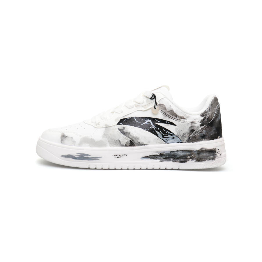 Anta Life Collection Slip Resistant Cushioning Abrasion Resistant Low top Skateboard Shoes Men's White Black