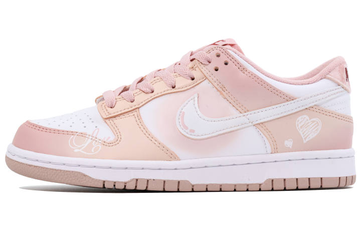 Nike Nike Dunk Lunar Post, Timeless Heart Non slip Lightweight Low top Skateboard Shoes Women's White Pink