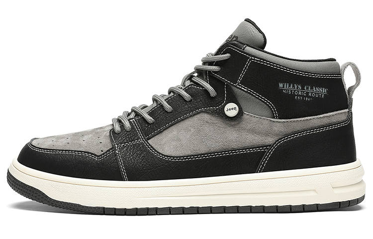 Jeep High top Skateboard Shoes Men's Black Gray