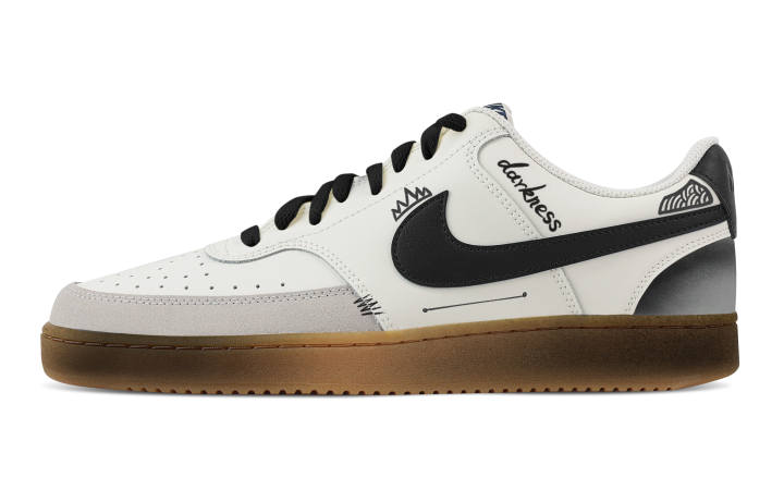 Nike Nike Court Vision 1 Dark Matter Abrasion Resistant Low top Skateboard Shoes Men's Black White