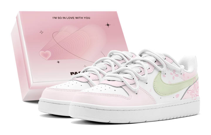 Nike Nike Court Borough Couple's, Cherry Blossom Butterfly Dancing, Refreshing, Comfortable Versatile, Elegance Soft Low top