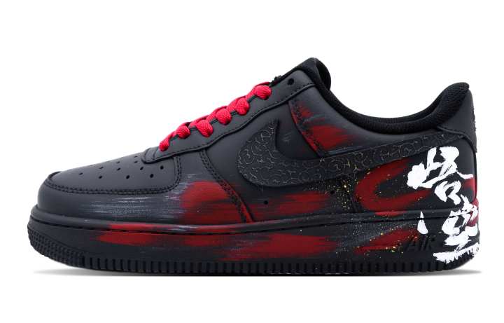 Nike Nike Air Force 1 Low top Skateboard Shoes Unisex Black Red