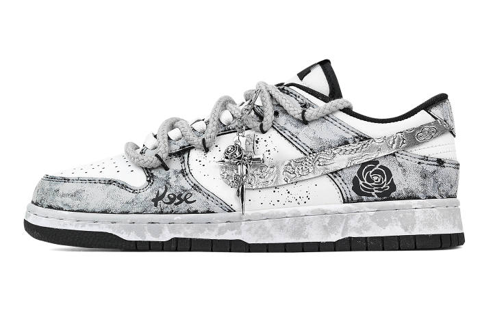 Nike Nike Dunk Silver Bloom Abrasion Resistant Low top Skateboard Shoes Unisex Gray White