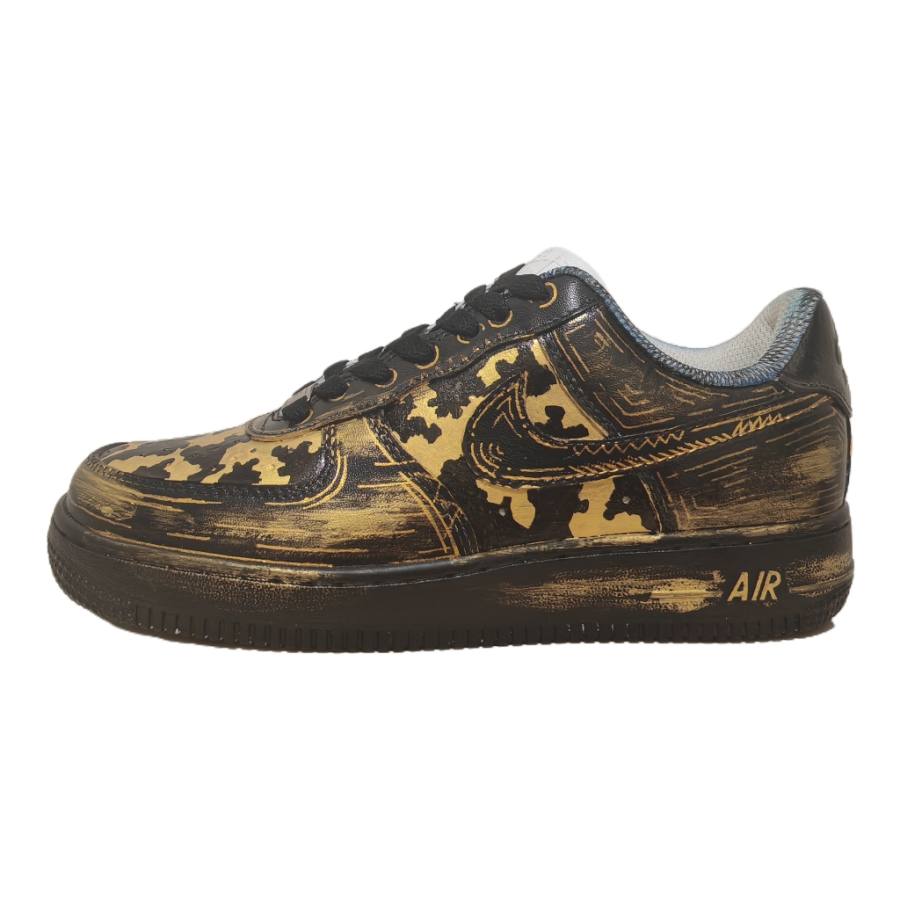 Nike Nike Air Force 1 Camouflage Black Warrior Low top Skateboard Shoes Men's Black Gold