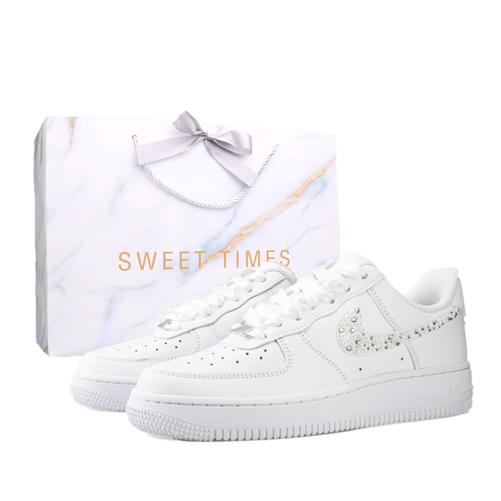 Nike Nike Air Force 1 Air Force 1, Sparkling Pearl, Shopping Bag Abrasion Resistant Low top Skateboard Shoes Unisex White