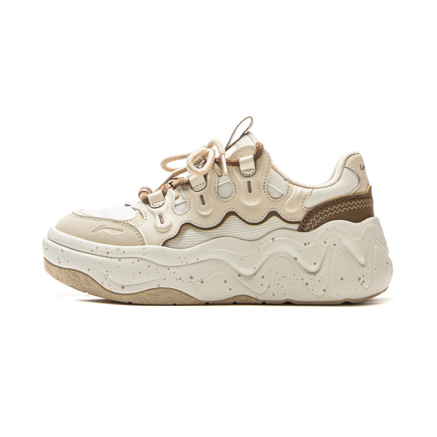 Li-Ning Li Ning Cheese 3.0 Low top Skateboard Shoes Women's Ecru Dune Khaki