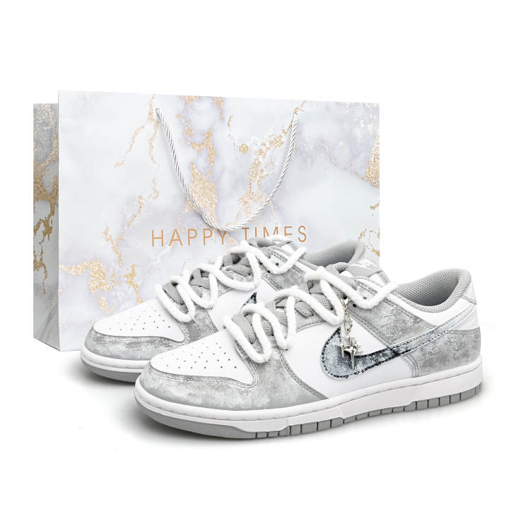 Nike Nike Dunk Ao Bing's Cream Synthetic Leather Coverage Lightweight Low top Skateboard Shoes Unisex White Gray